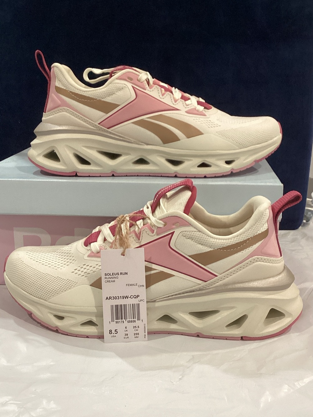 Reebok Soleus Run Women’s 8.5 Cream Pink Chunky Running sneakers NWT